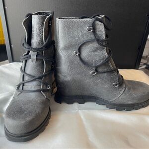 Sorel Joan of Arctic lll - Waterproof - Lace Up Wedge Heel - Quarry/Black